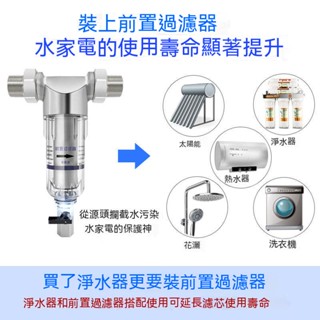 【臺灣熱賣】304不鏽鋼 濾水器 淨水器 前置壓力錶過濾器 免換濾芯 全戶 水塔 地下水 自來水過濾【野小孩】