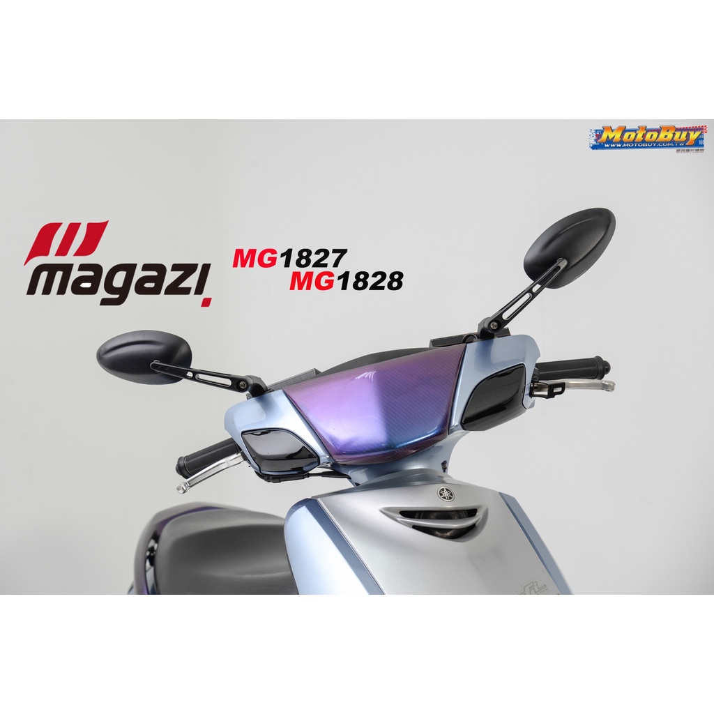 JC機車精品 magazi MG1827 MG1828 帥哥後照鏡 鍛造牛角後視鏡 藍面 通用款