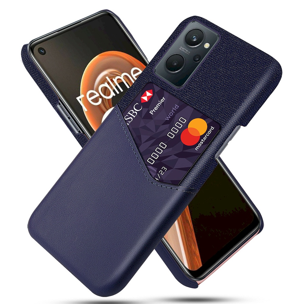 Realme 9i 4G 皮革保護殼 皮革混布紋單插卡背蓋撞色手機殼保護套手機套