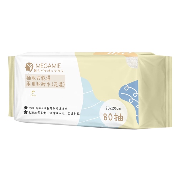 MEGAMIE 抽取式乾濕兩用卸妝巾（花漾）80抽