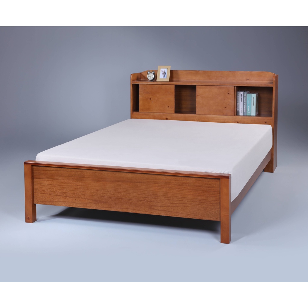 【萊夫家居】SN-303-4：3.5尺實木單人床架【台中家具】床台 實木床 置物床頭 松木實木 高度可調 台灣製造