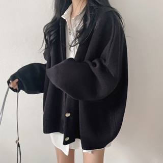 韓國chic原版寬鬆慵懶毛衣外套百搭長袖針織小外套