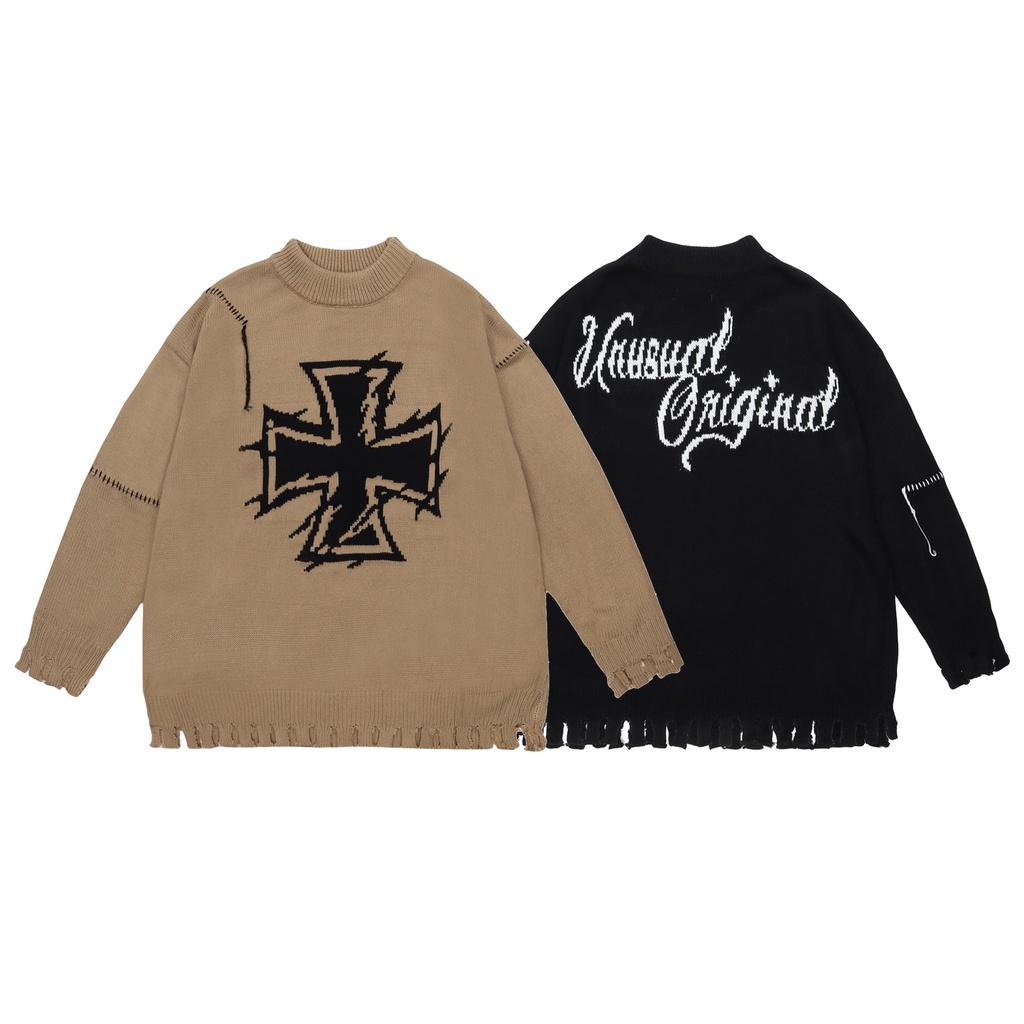【K-2】衣襬破壞 造型 十字 毛衣 針織 長袖