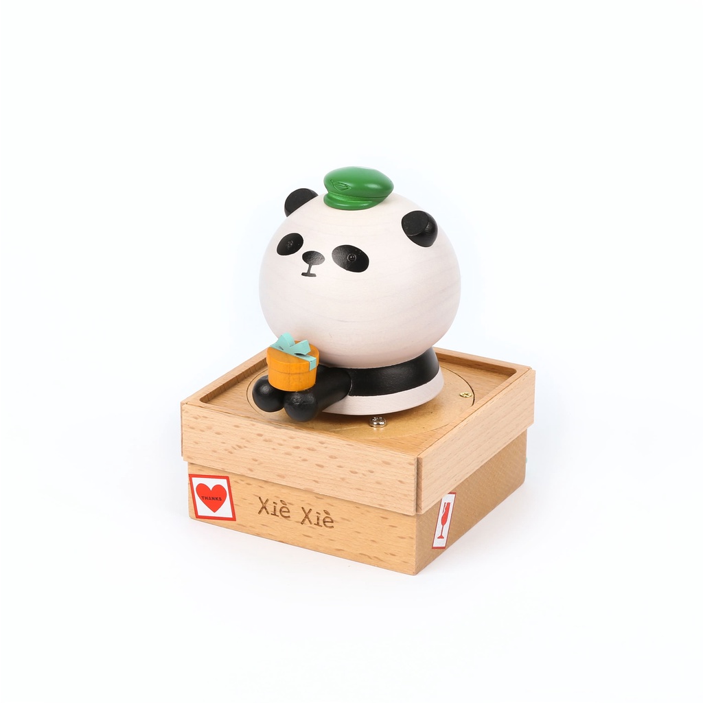 【知音文創】來趣找謝謝．熊貓．熊貓頭轉音樂盒．熊貓