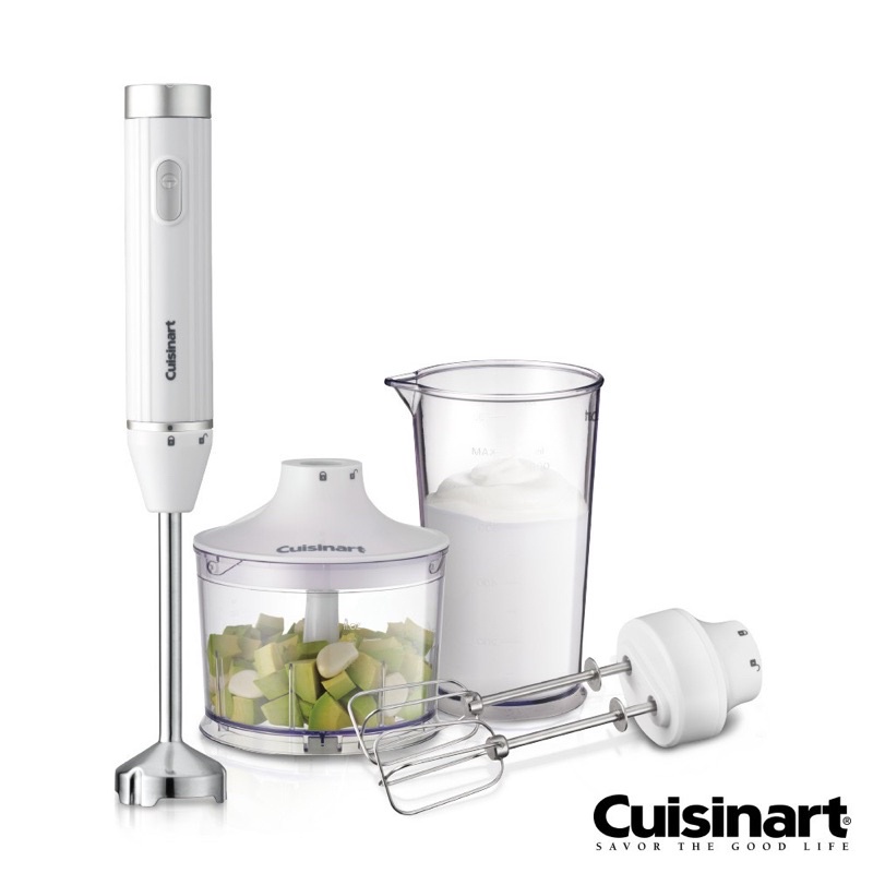 極新 美國Cuisinart 極輕量多功能手持式變速攪拌棒組 HB-500WTW(附打蛋器、切碎盆、攪拌杯)