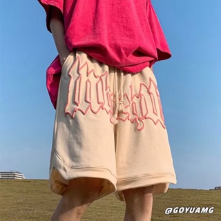 【M-3XL】歐美泡沫印花短褲男士夏季美式五分褲流行寬鬆運動褲