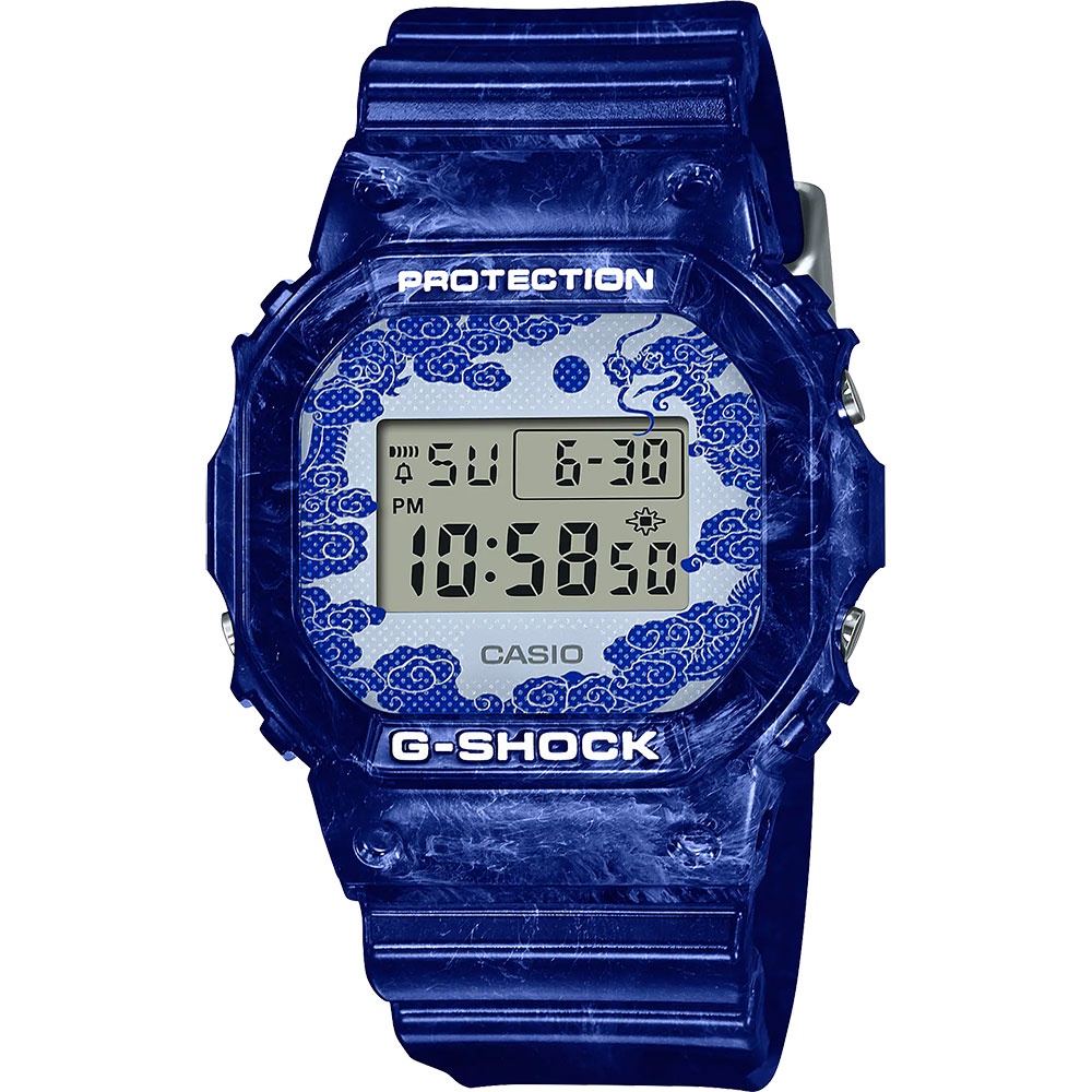 CASIO 卡西歐 G-SHOCK 青花瓷系列 電子錶 DW-5600BWP-2