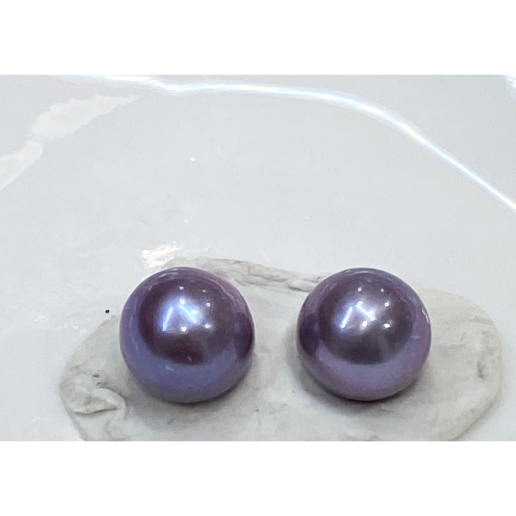 阿姬寶&gt;AE61-點位7.5mm小藍莓淡水AK珍珠裸珠配對．打孔定制．現貨速發．可做珍珠耳環 珍珠耳釘