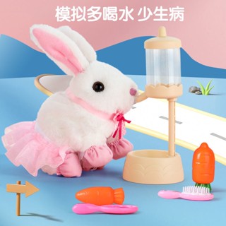 臺北出貨電動毛絨玩具兔子會唱歌走路蹦跳小白兔男女孩寶寶生日兒童節禮物