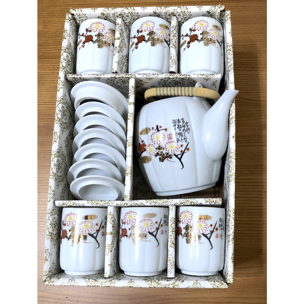 國際磁器 高級茶具組 1茶壼+6茶杯 古早味 可收藏或店面擺飾 品相佳