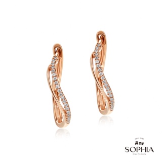 【SOPHIA 蘇菲亞珠寶】流線造型 14K玫瑰金 鑽石耳環｜情人/閨密 送禮推薦 穿式耳環