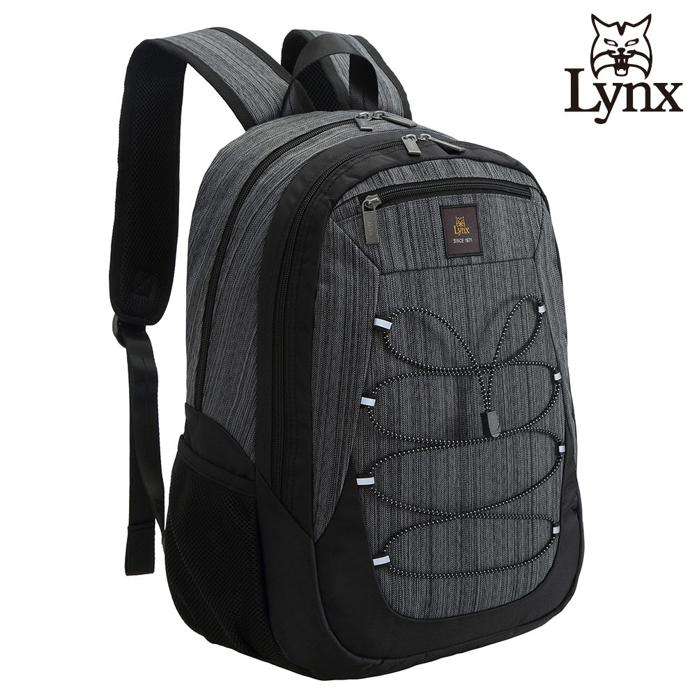 【LYNX】美國山貓旅行休閒多隔層機能後背包布包(深灰色) LY39-2N75-91