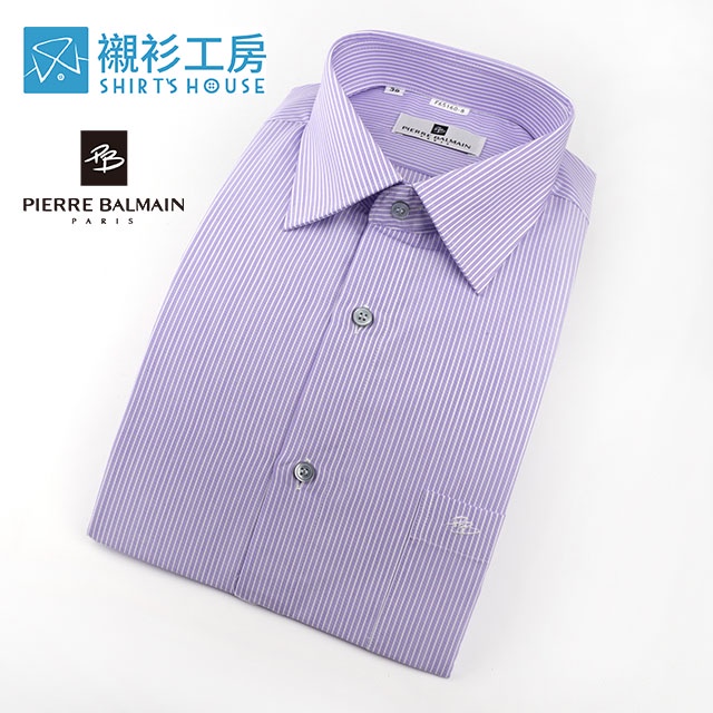 皮爾帕門pb紫色細條紋、喜氣精神奕奕、合身長袖襯衫65160-08-襯衫工房
