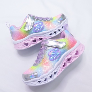 Skechers 買鞋送襪 FLUTTER HEART LIGHTS 中童鞋 302315LSMLT 銀【iSport】