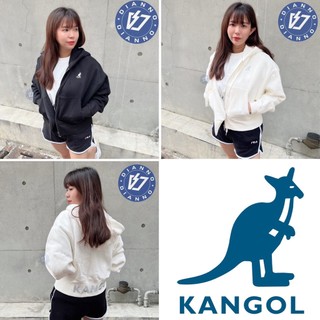 預購 帝安諾-實體店面 KANGOL 女 短版連帽外套 內刷毛 刺繡LOGO LOGO設計 黑色 白色 62521401