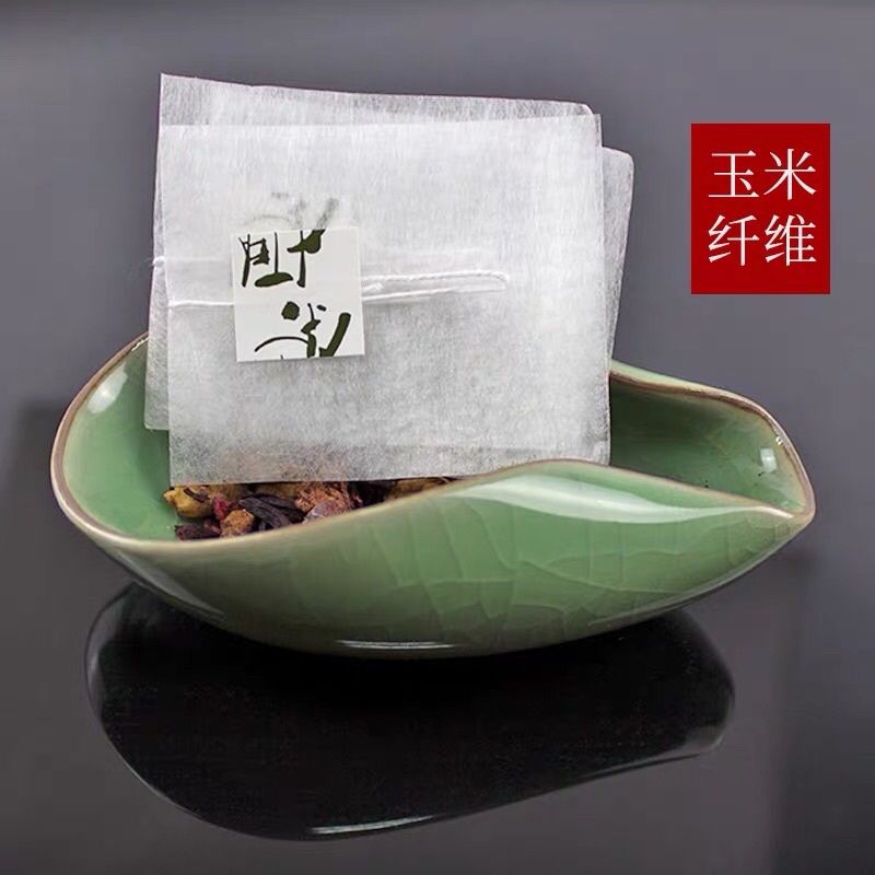 5.5*7cm三角茶包袋自封一次性小號玉米纖維茶葉包袋長線綠標茶包