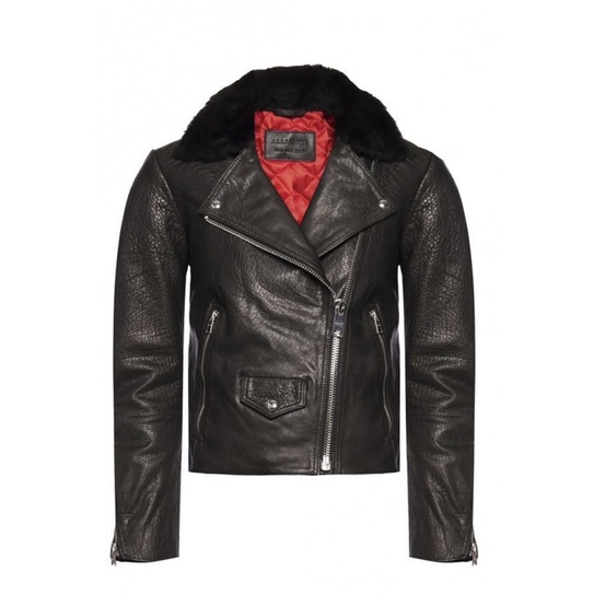 [全新］Allsaints pataya lux biker 奢華系列毛領黑色騎士皮衣外套 uk6 英國東倫敦