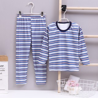 80-170CM 男寶寶女寶寶德絨長袖睡衣套裝 兒童家居服保暖內搭衣套裝 秋冬棉長袖T恤+褲子兩件套 現貨 快速出貨