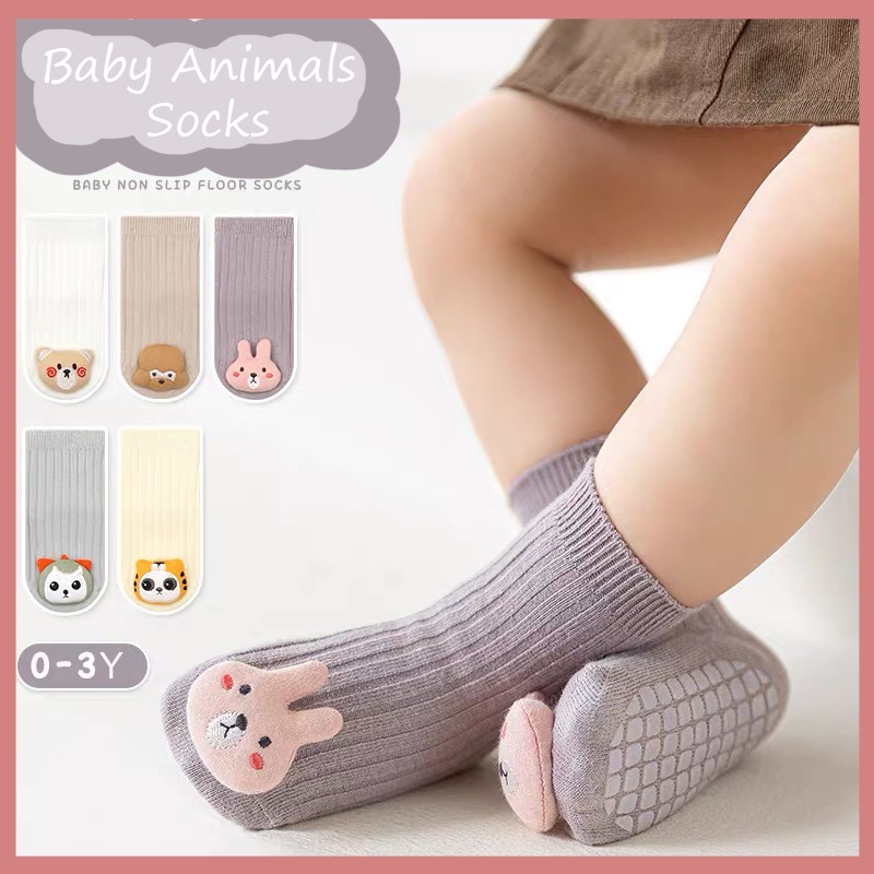 韓國寶寶地板襪男童女童動物印花防滑純棉0-3歲寬鬆家居服