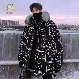 免運★樂天虎 冬季棉衣外套 正韓外套男女 寬鬆上衣 保暖衣 冬季情侶棉服男寬松加厚棉衣女大毛領連帽嘻哈外套棉襖男青年棉服