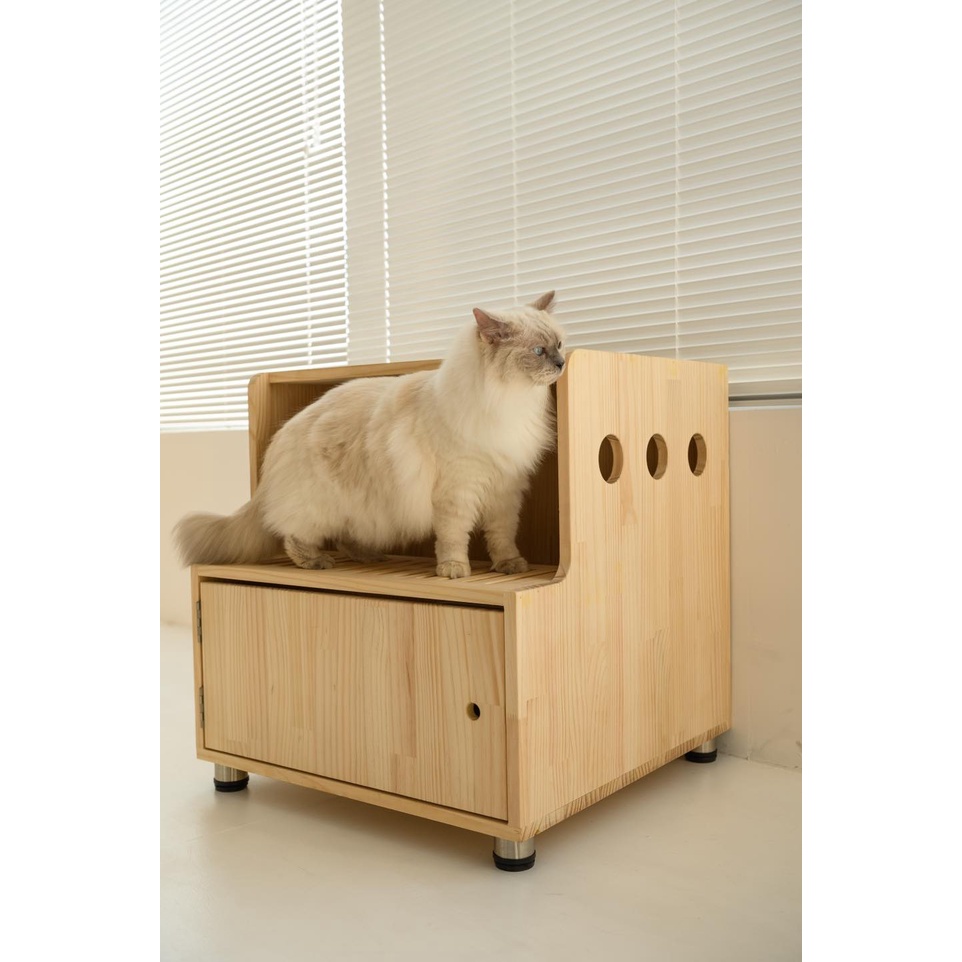 【MIT】✨精巧貓砂櫃✨ 純手工木製 貓砂盆櫃 貓跳台 實木貓廁所  客製化貓砂櫃