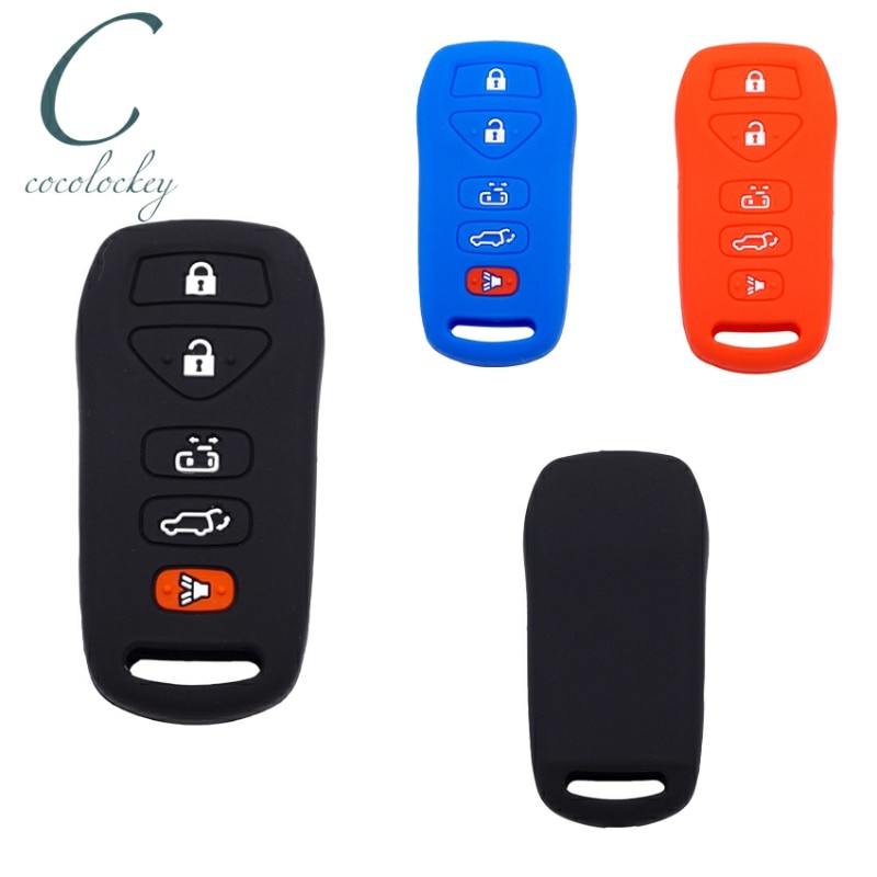有貨 Cocolockey 橡膠汽車鑰匙套適合 Nissan Quest 汽車遙控鑰匙扣矽膠鑰匙套外殼保護套矽膠 5 按
