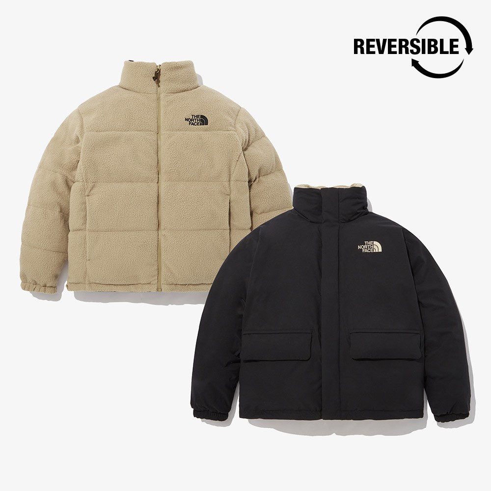 【吉米.tw】韓國代購 THE NORTH FACE 白標 ROSCOE RVS HYBRID 雙面羽絨外套 黑米OCT