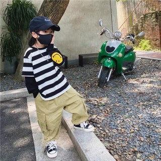 現貨薄款長袖大學T 兒童大學上衣 薄款長袖條紋上衣 造型上衣
