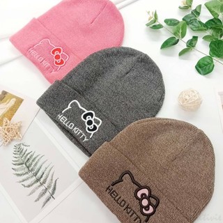 Hello Kitty 刺繡單層反摺毛帽