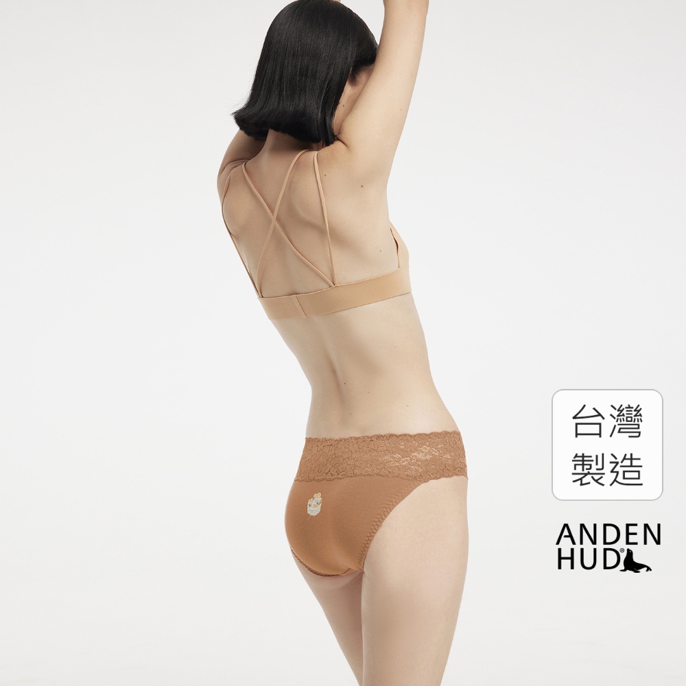 【Anden Hud】秋日暖陽．抓皺蕾絲中腰三角內褲(焦糖橘-橘子蛋糕) 台灣製