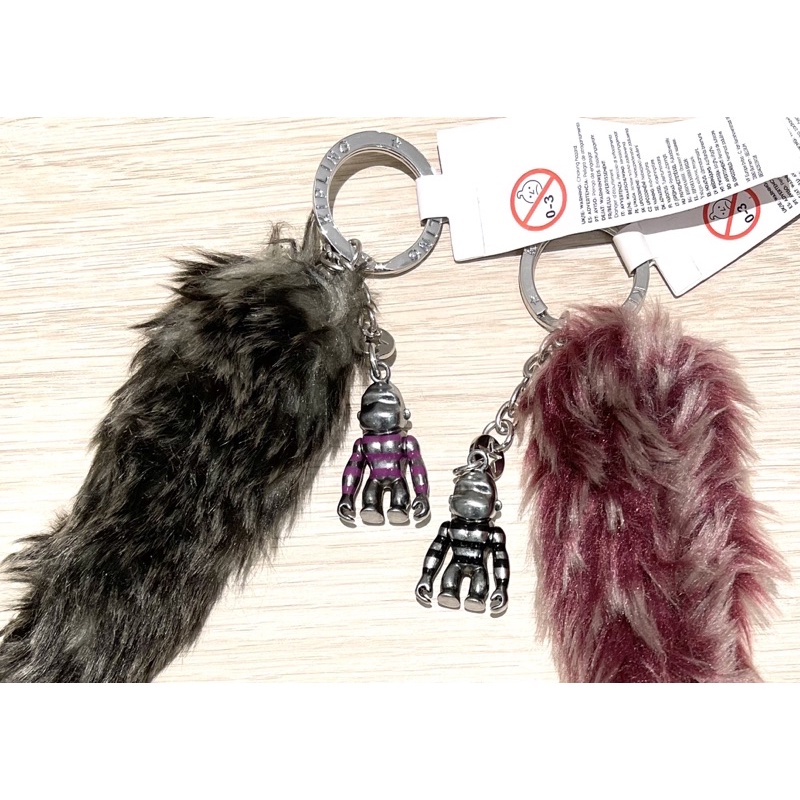 全新kipling猴子 毛毛吊飾鑰匙圈-紫紅色