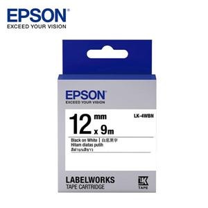 (聊聊享優惠) EPSON LK-4WBN C53S654401標籤帶(一般12mm )白黑(台灣本島免運費)