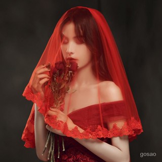 🔥臺灣熱賣🔥 秀禾服紅蓋頭中式紅色頭紗結婚婚紗禮服旂袍新娘頭飾複古蕾絲領證紅色頭紗 新娘結婚頭紗 禮服 秀禾服 紅色蓋頭