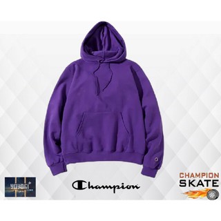 【YOYOGI PLUS】美線NEWYORK原裝 CHAMPION 素面基本長袖內刷毛帽TEE (紫)