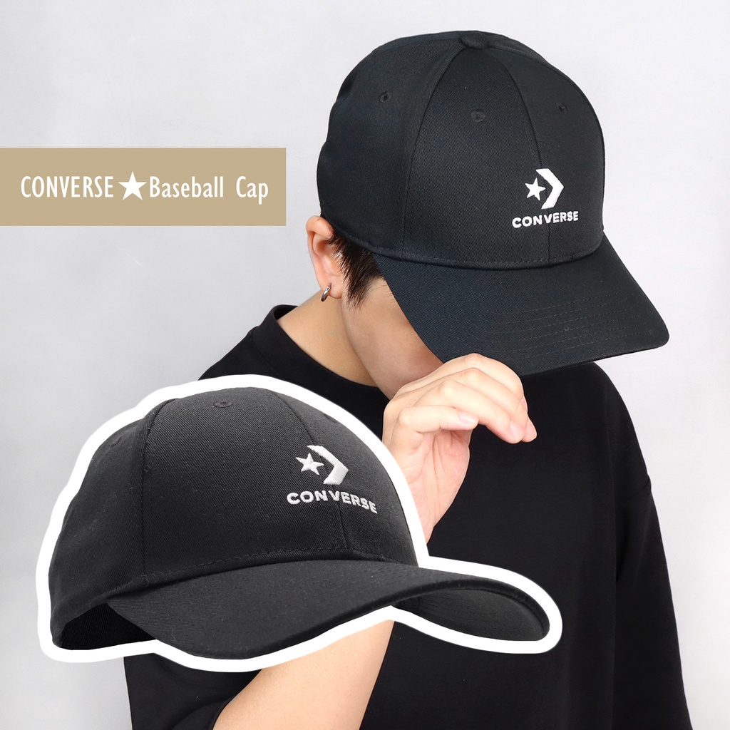 Converse 帽子 Baseball Cap 男女款 黑色 老帽色 棒球帽 斜紋布【ACS】 10022130A01