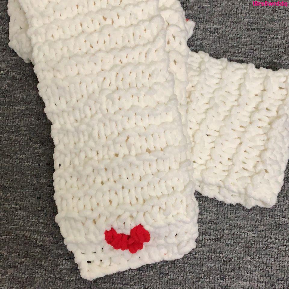 交換禮物-平針愛心圍巾手工編織成品圍巾
