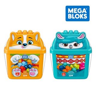 Fisher-Price 費雪 Mega Bloks 美高積木 動物造型積木桶-柯基犬/草泥馬【佳兒園婦幼館】