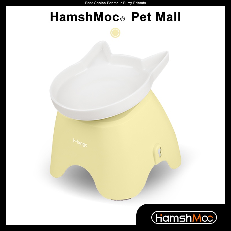 HamshMoc 高腳陶瓷貓碗 保護頸椎寵物碗 斜口貓碗 不黑下巴 寵物餐桌 糧食碗 餐碗 寵物用品 【現貨速發】