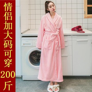 加厚法蘭絨睡袍女浴袍男士大尺碼加長珊瑚絨浴袍秋冬季長袖情侶睡衣