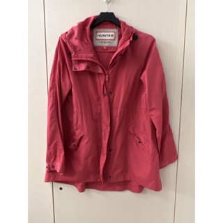 HUNTER雨衣外套，桃紅色，M號，全防水設計，微傘狀外套，前稍短後長，超可愛