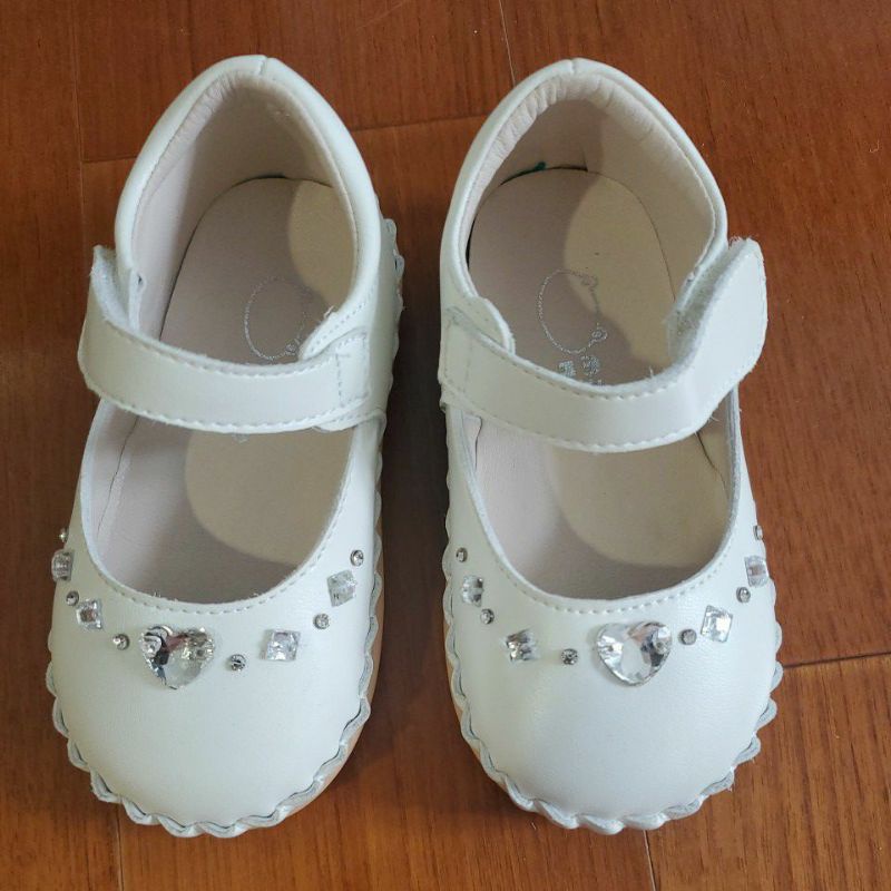 二手 9.9成新 麗嬰房my nuno白色 米白 水晶晶 小童鞋 寶寶鞋 嬰幼兒鞋 皮鞋14.5CM