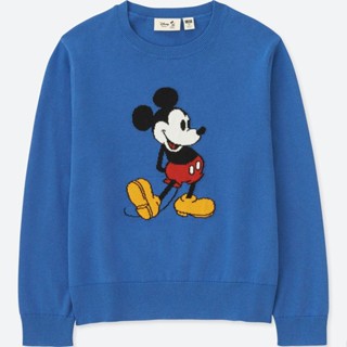 男女童 Uniqlo迪士尼米奇Mickey針織棉上衣。藍色110cm (二手！)