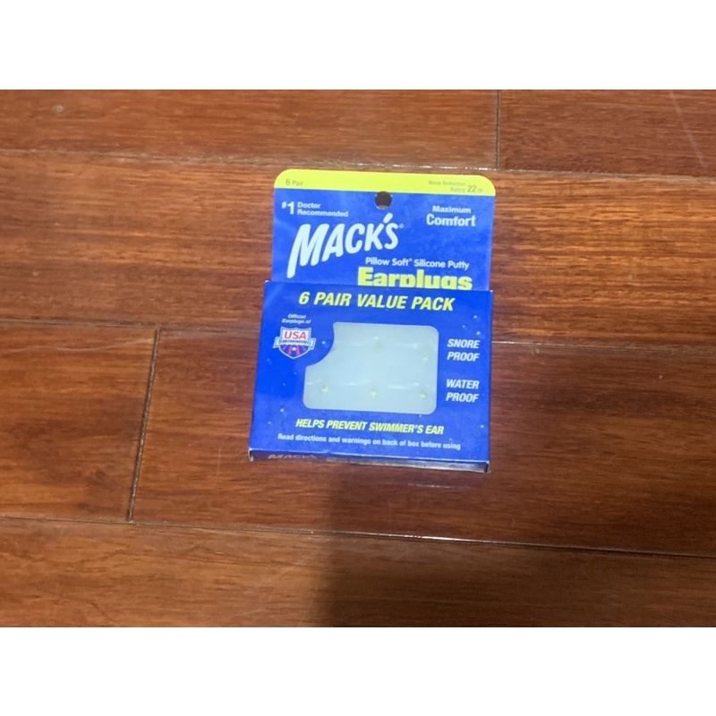 美國製 Mack's矽膠耳塞 黏土耳塞 NRR 22 6對盒裝 (白色)