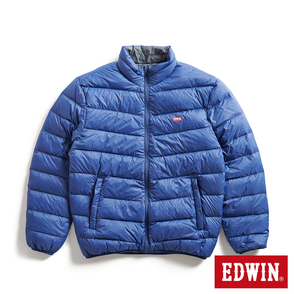 EDWIN 超輕量可收納雙面穿羽絨外套(灰藍色)-男款