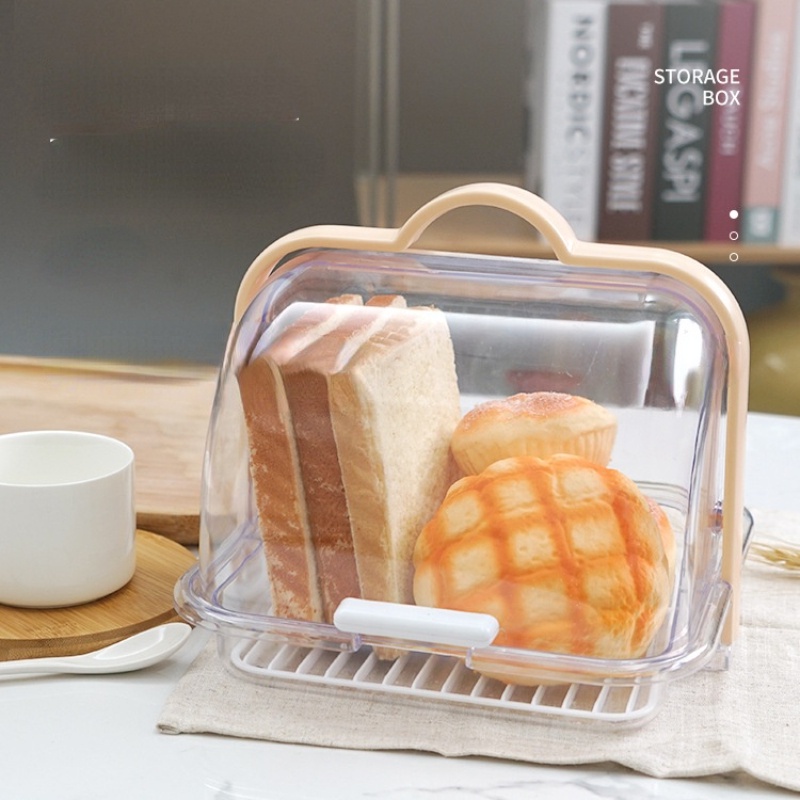 歐式簡約廚房食品收納盒 麵包糕點手提密封保潔盒 野餐食品盒 小吃試吃盒 帶碗筷盒瀝水架 奶瓶咖啡塑膠收納盒