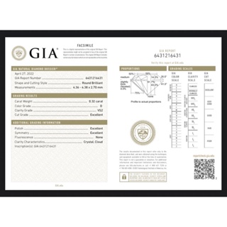 GIA國際證書0.32克拉/D/VS2/3EX