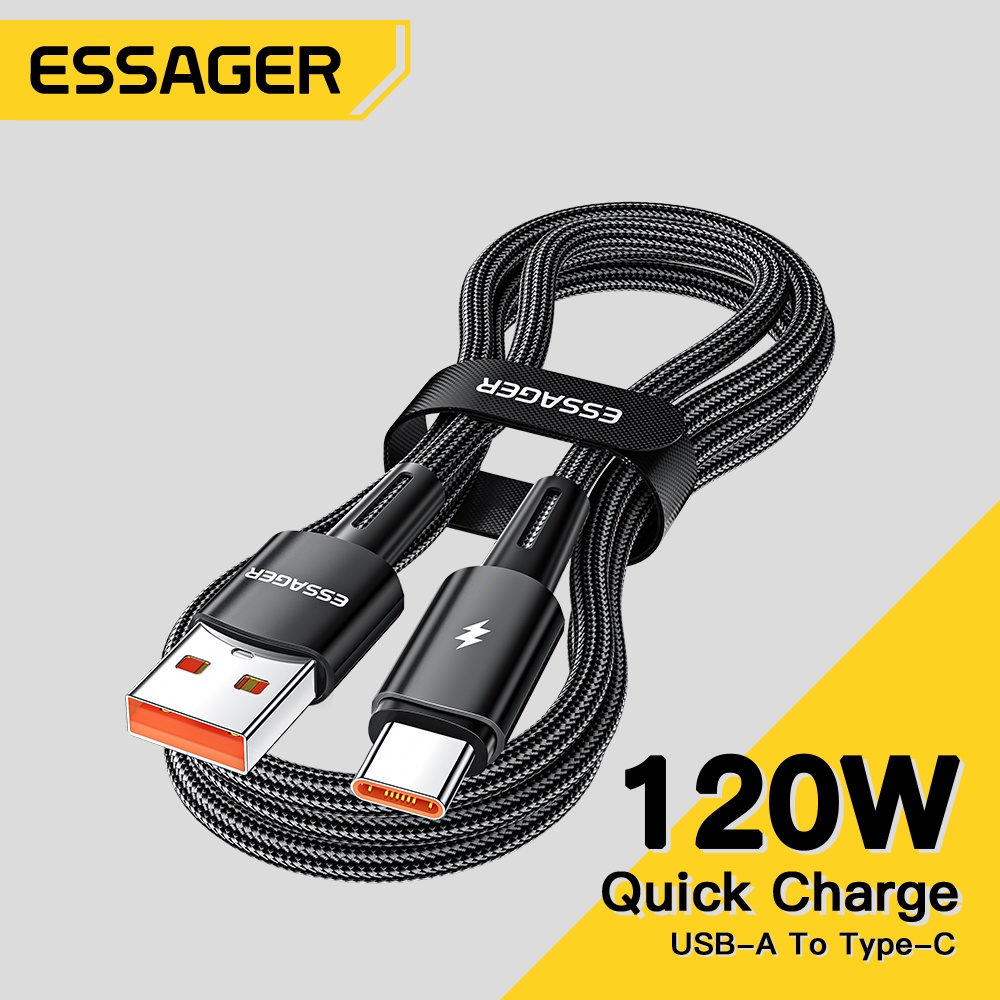 Essager 120W 超級快充 Type-C 數據線 6A 快速充電 USB 數據線適用於小米 12Pro K50