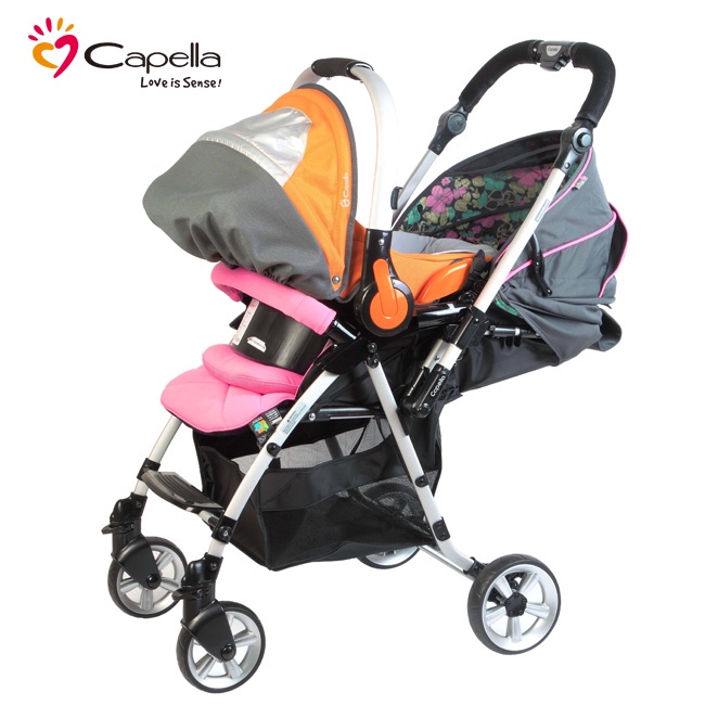 展示出清~Capella 提籃式汽車安全座椅+雙向推車 整組價 嬰兒手推車+提籃汽座
