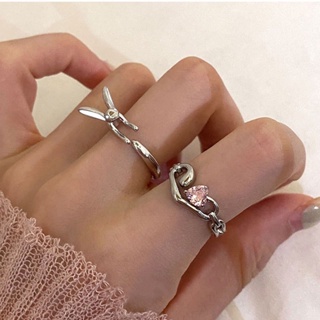 韓版個性純銀戒指系列💍兔兔戒指粉嫩愛心戒指