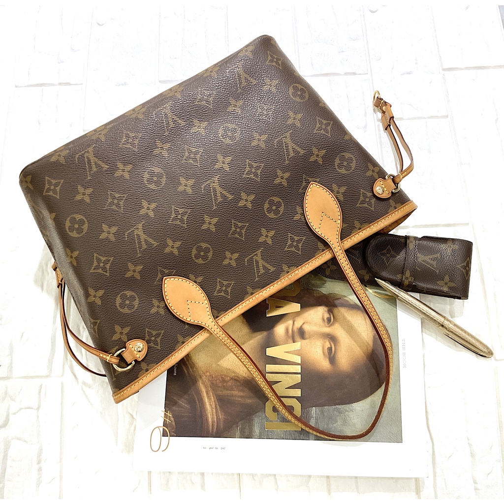 二手旗艦 LV M40155 字紋 Neverfull MM 肩背包 購物包 托特包 小(公益店)13801